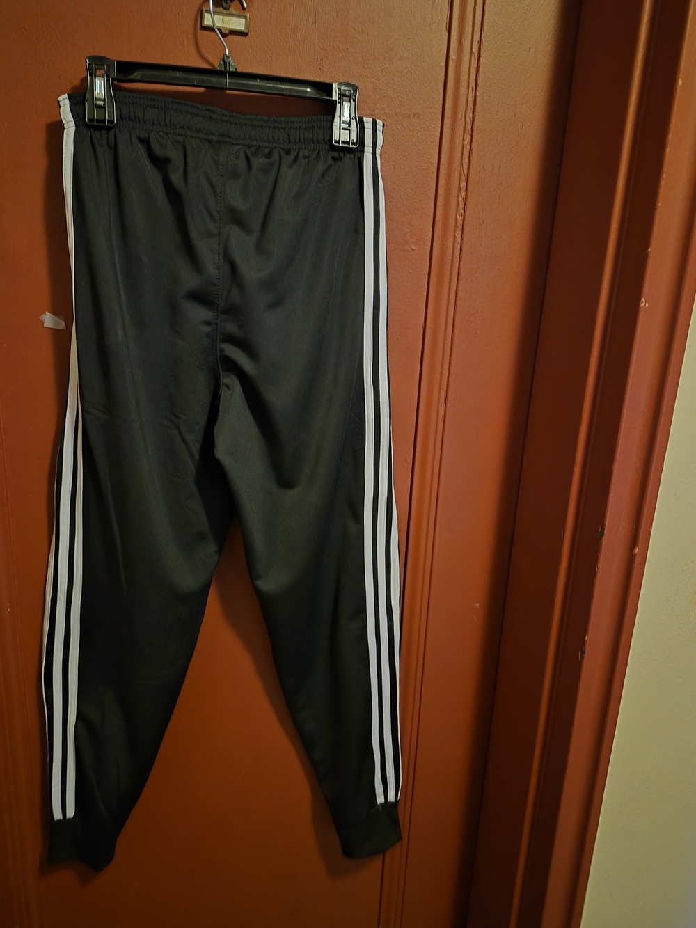 Adidas Boy'' Black Track Pants with Three White Stripes Elastic Waistband Size M - Picture 11 of 13